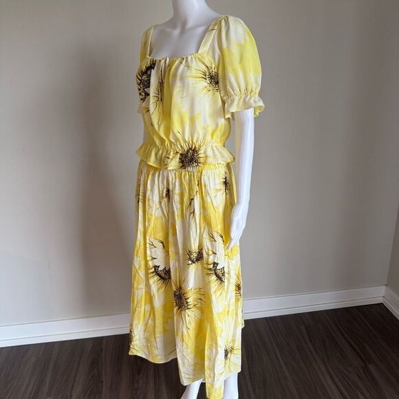 Zara Sunflower Print Two Piece Dress With Ruffles Size M - Picture 4 of 7